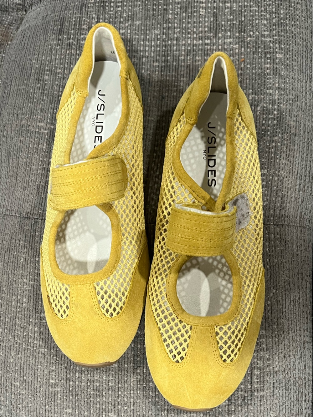 J/SLIDES Yellow Suede & Mesh Mary Jane Loafers